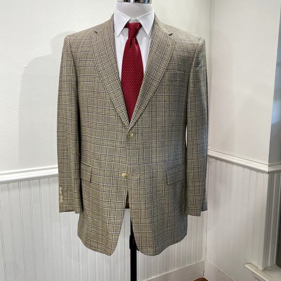 Hart Schaffner Marx HSM 40R Blazer Glen Check Plaid Prom Sport Coat Jacket